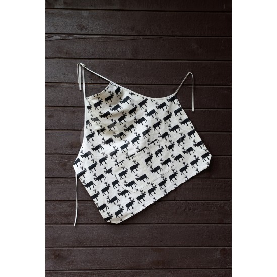 Colourful half-linen kitchen apron "Moose"